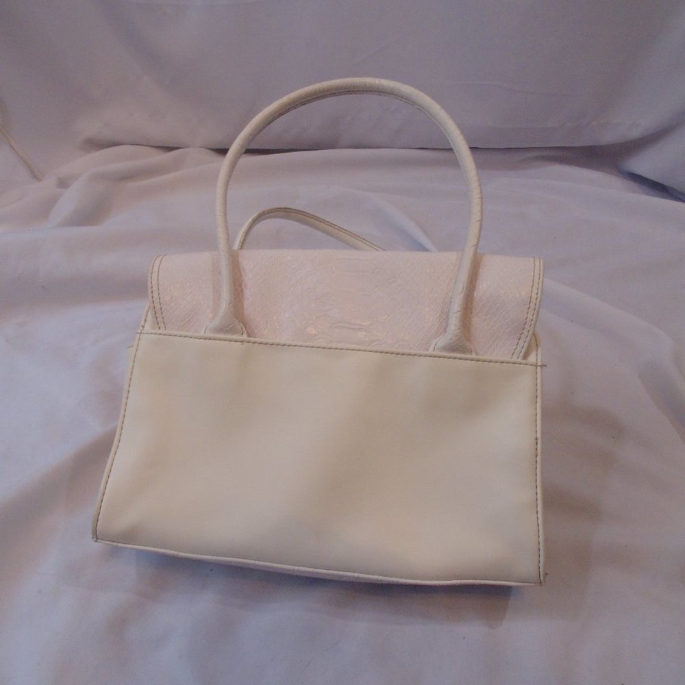 Liz Claiborne Accesories Purse Shoulder Double Handles faux reptile trim White - Picture 2 of 8
